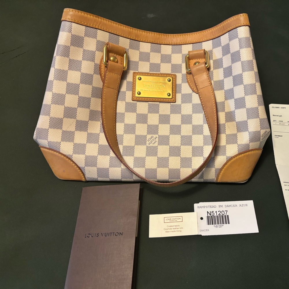 Louis Vuitton Tan and Cream Checkered Shoulder Bag
